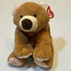 Ty Beanie Baby Brown and Cream Plush Bear - Slumber